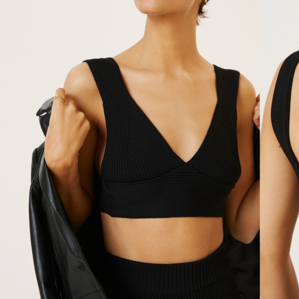 Anthropologie Black Bralette with Deep V-neck and Wide Straps